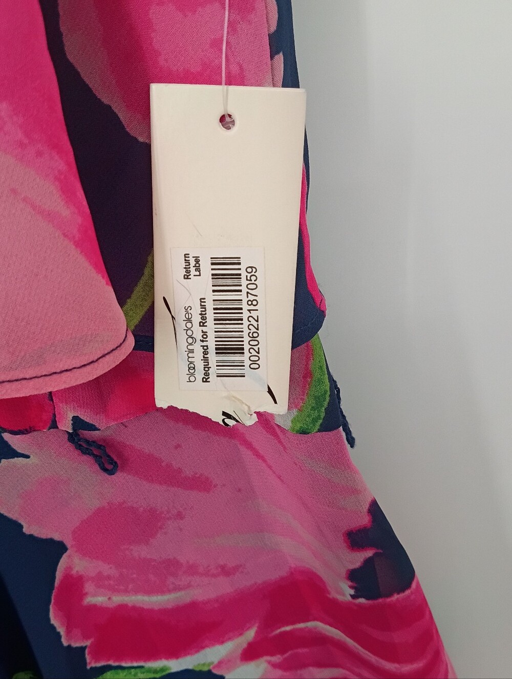 Eliza J Navy Halter Chiffon Maxi Dress w Pink Floral & Ruffle Drop Collar Size 8 - Picture 6 of 6